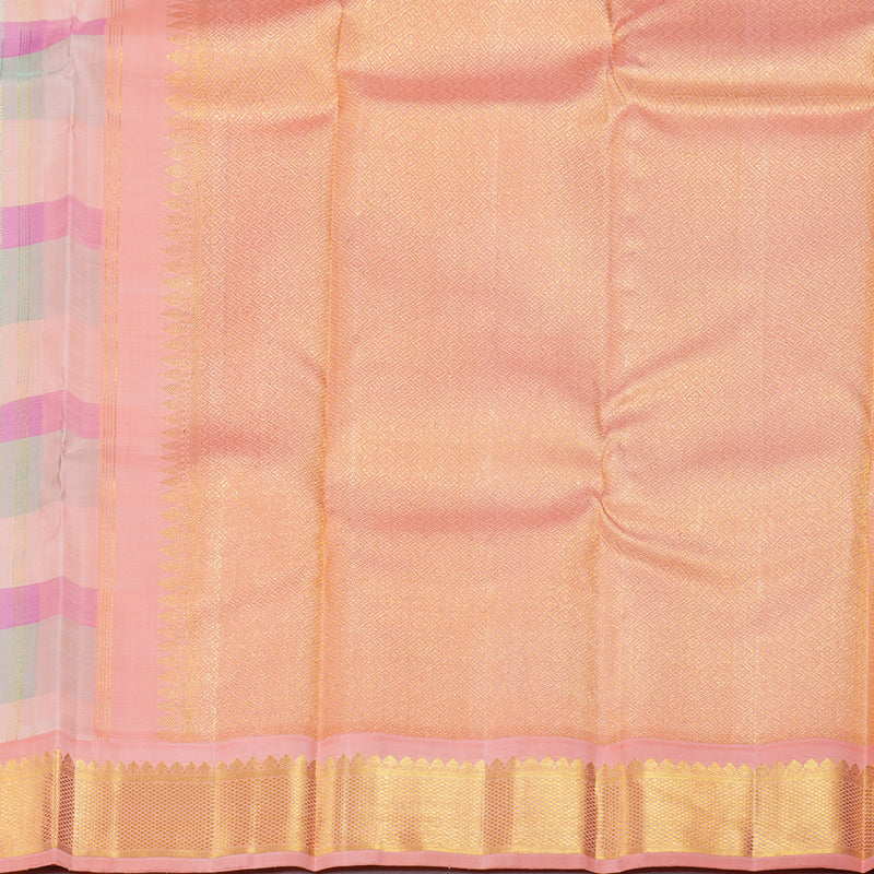 Hayagrivas Multi Color Kanjivaram Silk Saree with Peach Border BBD694H2-1