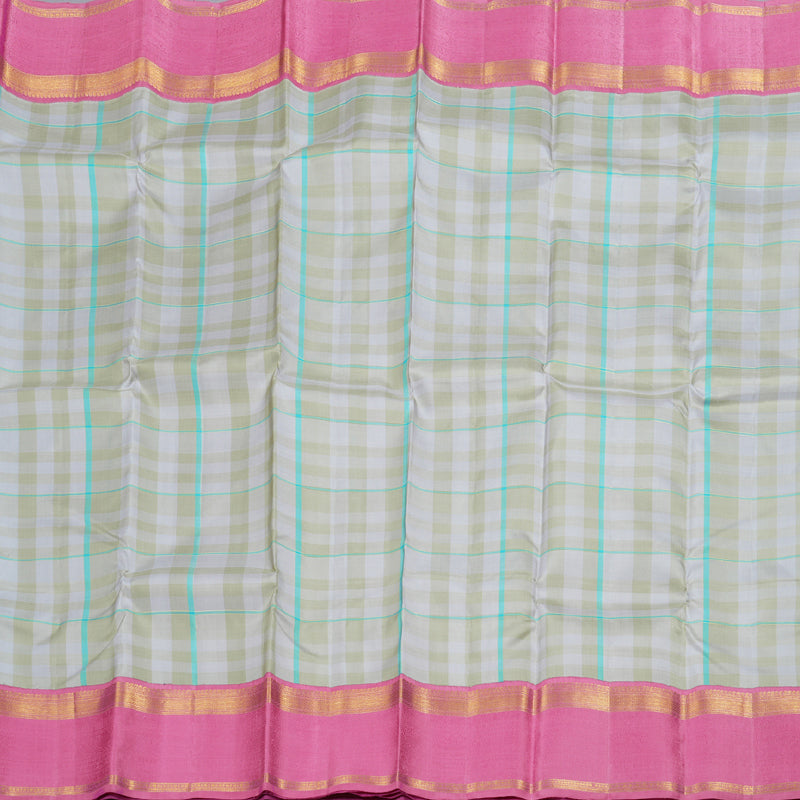 Hayagrivas Pastel Checks Kanjivaram Silk Saree with Pink Border - BBD694H6-1