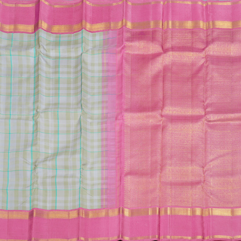 Hayagrivas Pastel Checks Kanjivaram Silk Saree with Pink Border - BBD694H6-1