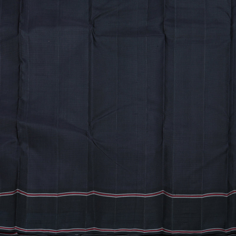 Hayagrivas White Kanjivaram Silk Saree with Black Border BBD702H1-3