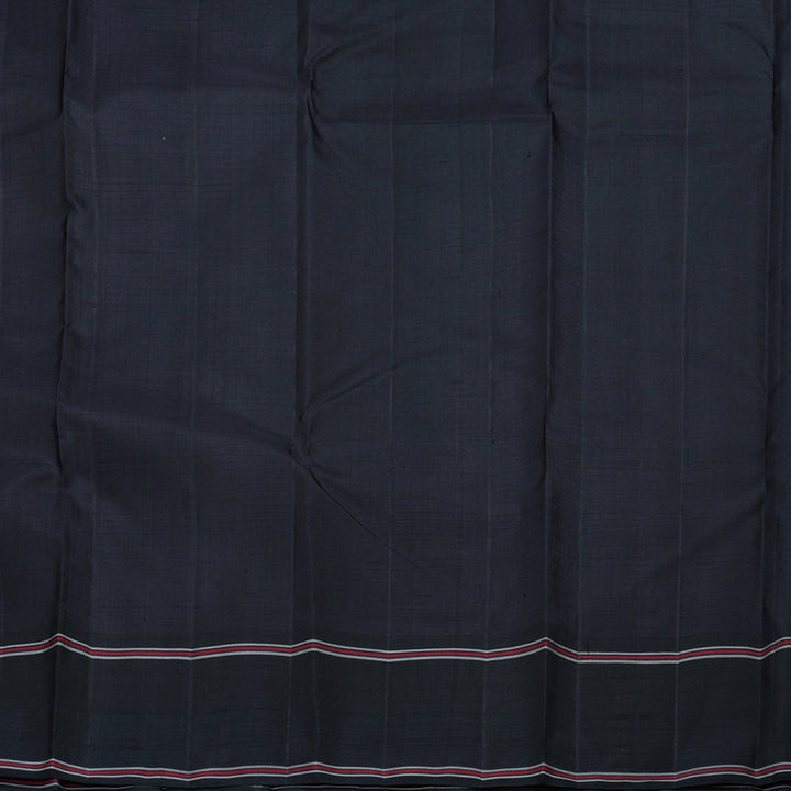 Hayagrivas White Kanjivaram Silk Saree with Black Border BBD702H1-3