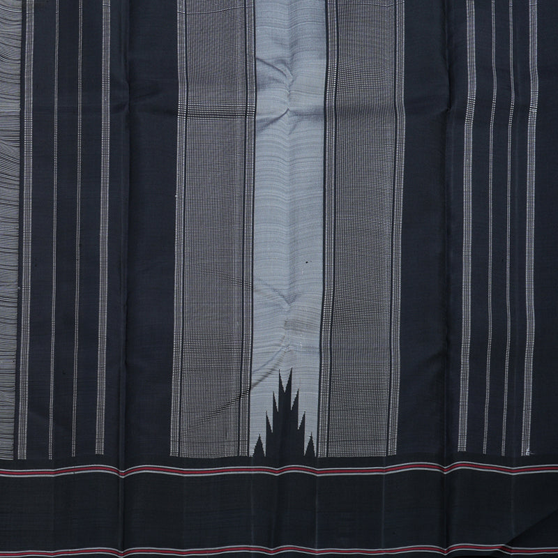 Hayagrivas White Kanjivaram Silk Saree with Black Border BBD702H1-3