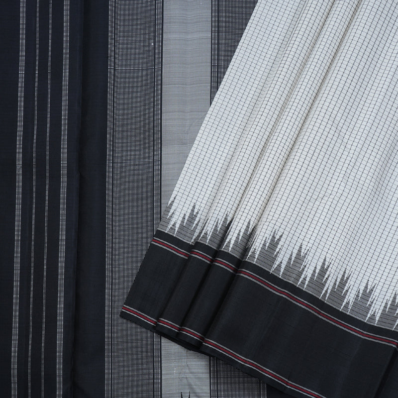 Hayagrivas White Kanjivaram Silk Saree with Black Border BBD702H1-3