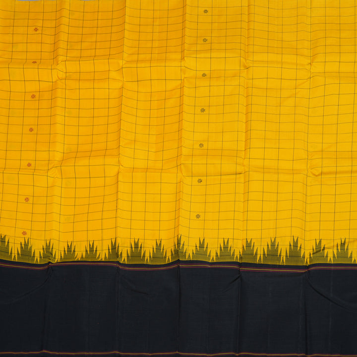 Hayagrivas Yellow Kanjivaram Silk Saree with Black Border BBD702H2-1