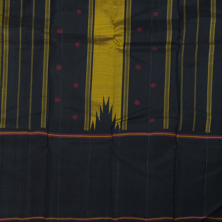 Hayagrivas Yellow Kanjivaram Silk Saree with Black Border BBD702H2-1