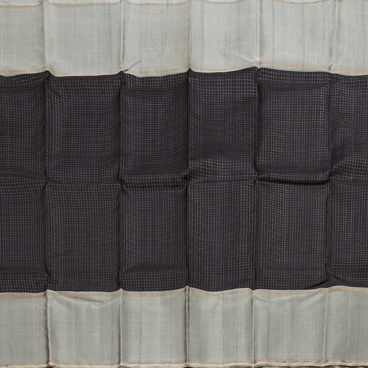 Hayagrivas Black Kanjivaram Silk Saree with Ash Grey Border BBD706H1-1