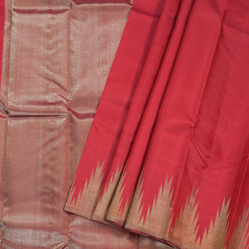 Hayagrivas red Kanjivaram Silk Saree with Red Border - BBD710H2-1