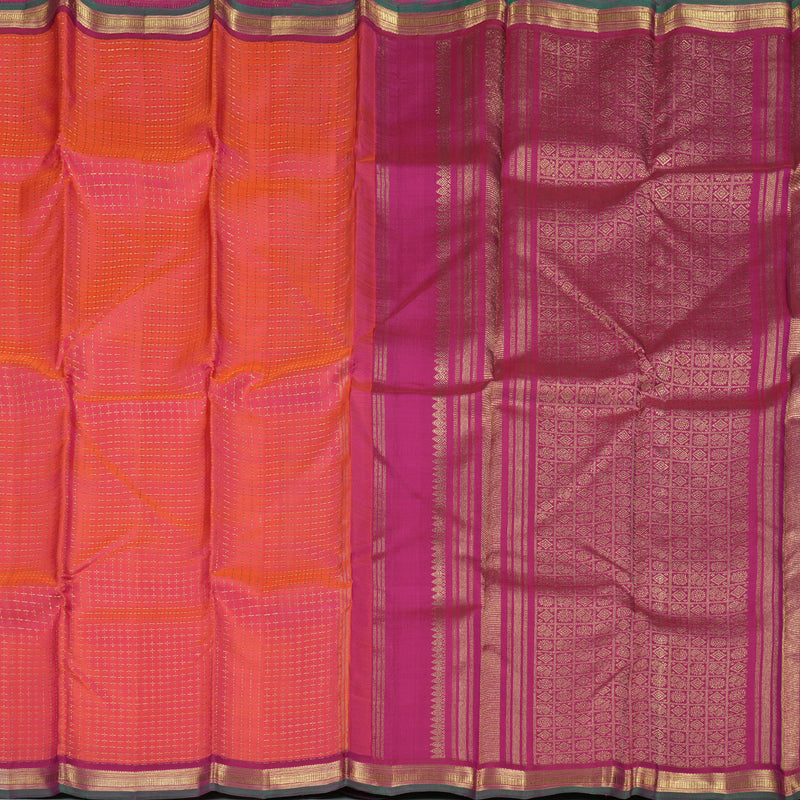 Hayagrivas Orangish Pink Kanjivaram Silk Saree with Berry  Border - BBD710H4-1