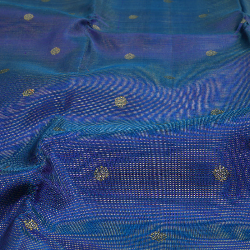 Hayagrivas Peacock Blue Kanjivaram Silk Saree with Purple Border - BBD712H2-1