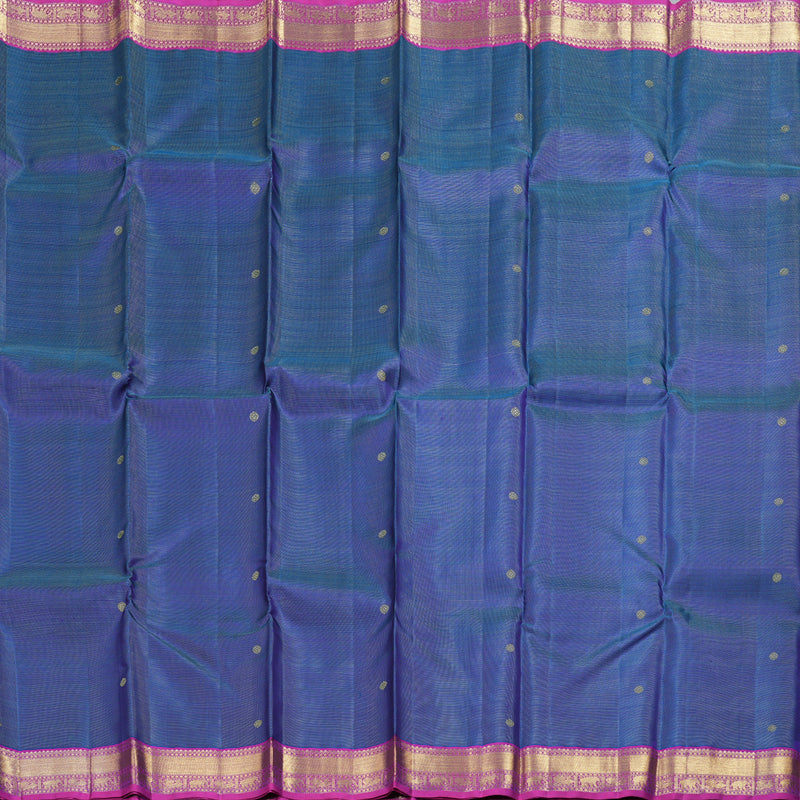 Hayagrivas Peacock Blue Kanjivaram Silk Saree with Purple Border - BBD712H2-1