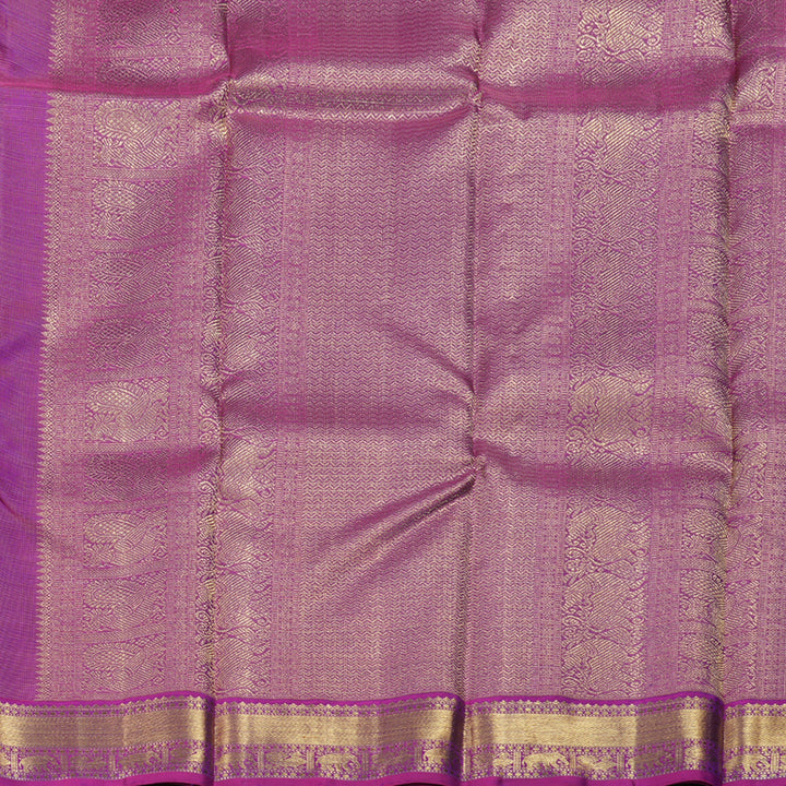 Hayagrivas Peacock Blue Kanjivaram Silk Saree with Purple Border - BBD712H2-1