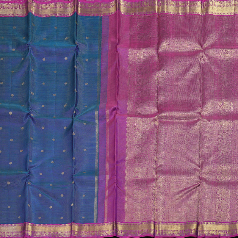 Hayagrivas Peacock Blue Kanjivaram Silk Saree with Purple Border - BBD712H2-1