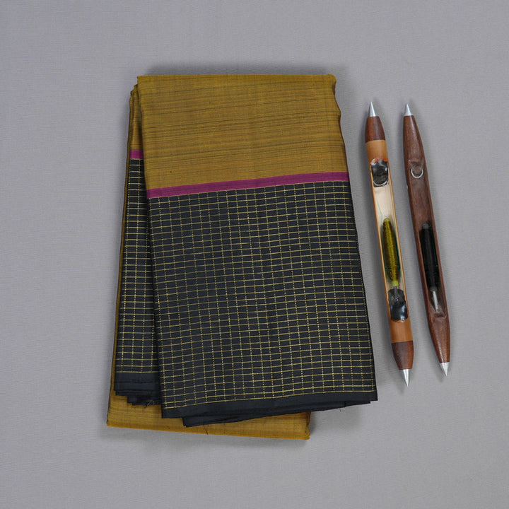 Hayagrivas Handloom Gold With Black Kanjivaram Silk Saree BBD713H1-1