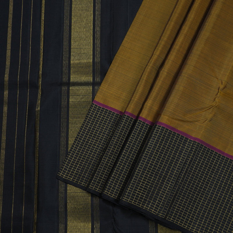 Hayagrivas Handloom Gold With Black Kanjivaram Silk Saree BBD713H1-1