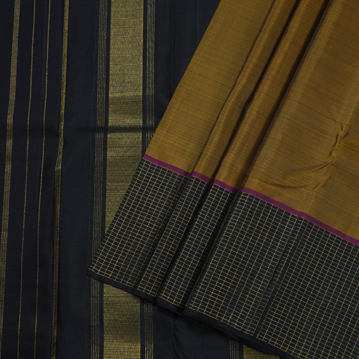 Hayagrivas Handloom Gold With Black Kanjivaram Silk Saree BBD713H1-1