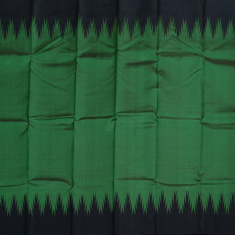 Hayagrivas Bottle Green Handloom Kanjivaram Silk Saree with Black Border BBD713H5-1