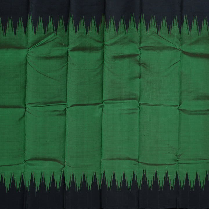 Hayagrivas Bottle Green Handloom Kanjivaram Silk Saree with Black Border BBD713H5-1