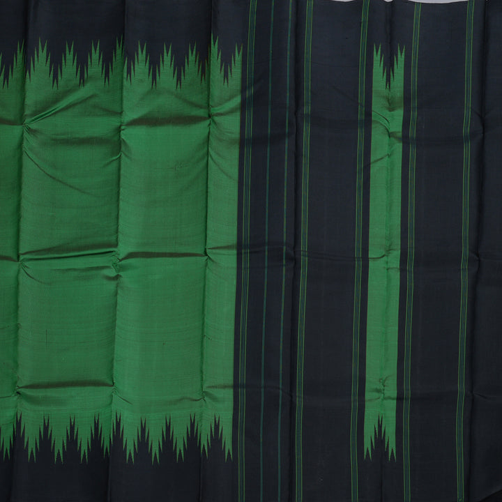 Hayagrivas Bottle Green Handloom Kanjivaram Silk Saree with Black Border BBD713H5-1