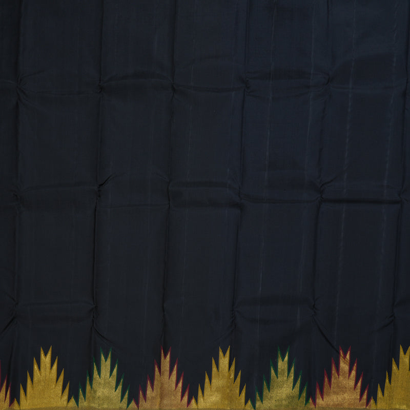 Hayagrivas Black Kanjivaram Silk Saree with Temple Border BBD713H9-1