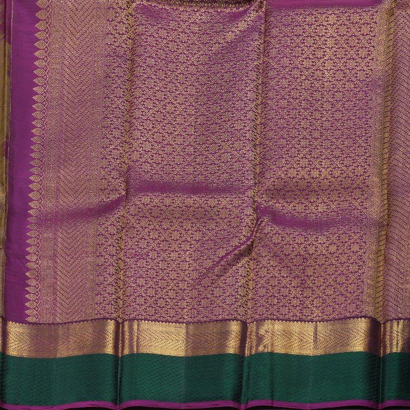 Hayagrivas Sampangi Yellow Kanjivaram Silk Saree with Purple Border - BBD715H7-1