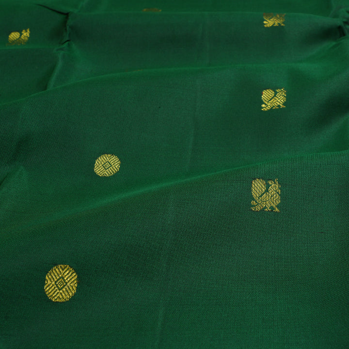 Hayagrivas Bottle Green Kanjivaram Silk Saree with Black Border BBD718H1-1