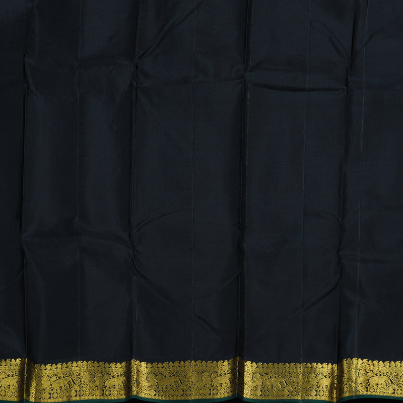 Hayagrivas Bottle Green Kanjivaram Silk Saree with Black Border BBD718H1-1