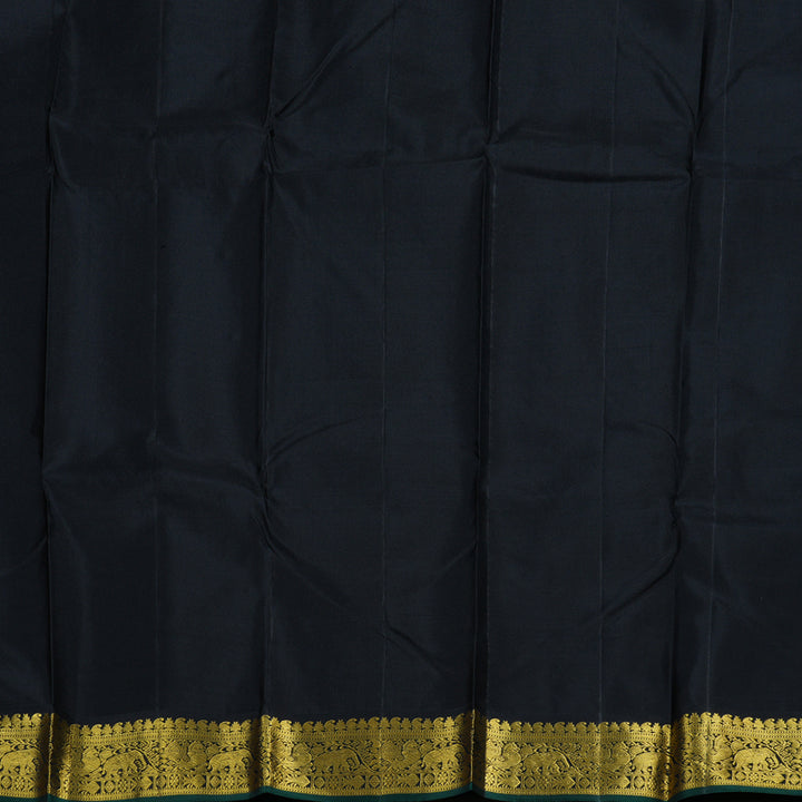 Hayagrivas Bottle Green Kanjivaram Silk Saree with Black Border BBD718H1-1