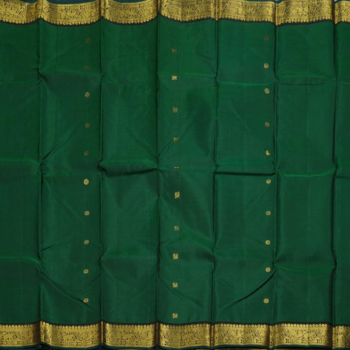 Hayagrivas Bottle Green Kanjivaram Silk Saree with Black Border BBD718H1-1