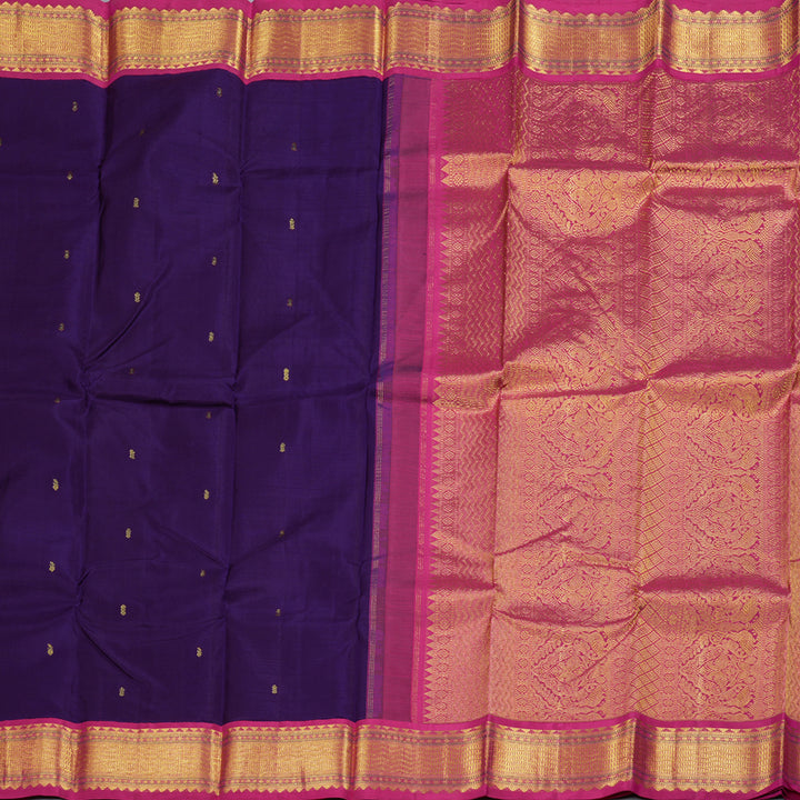 Hayagrivas Blue Kanjivaram Silk Saree with Pink Border BBD718H2-1