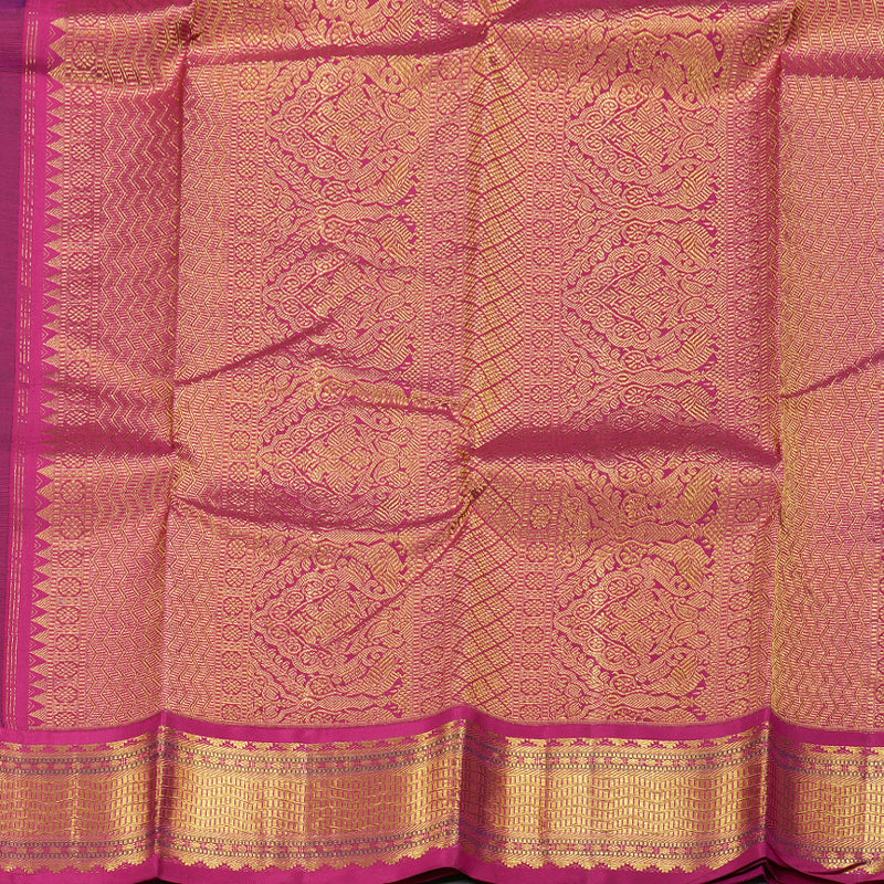 Hayagrivas Blue Kanjivaram Silk Saree with Pink Border BBD718H2-1