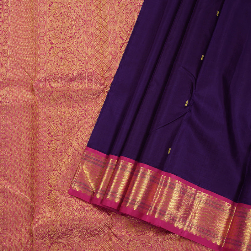 Hayagrivas Blue Kanjivaram Silk Saree with Pink Border BBD718H2-1