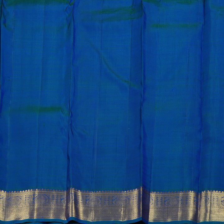 Hayagrivas Peacock Blue,Blue Thread Embossed Kanjivaram Silk Saree with Peacock Blue Border BBD719H2-1