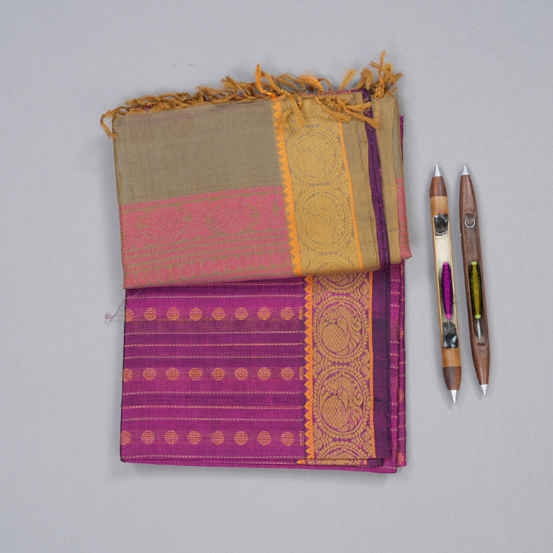Hayagrivas Handloom Kora Silk Cotton Saree in Enchanting Purple BBD71D2-1