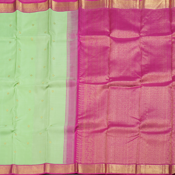 Hayagrivas Pista Green Kanjivaram Silk Saree with Pink Border BBD720H3-1