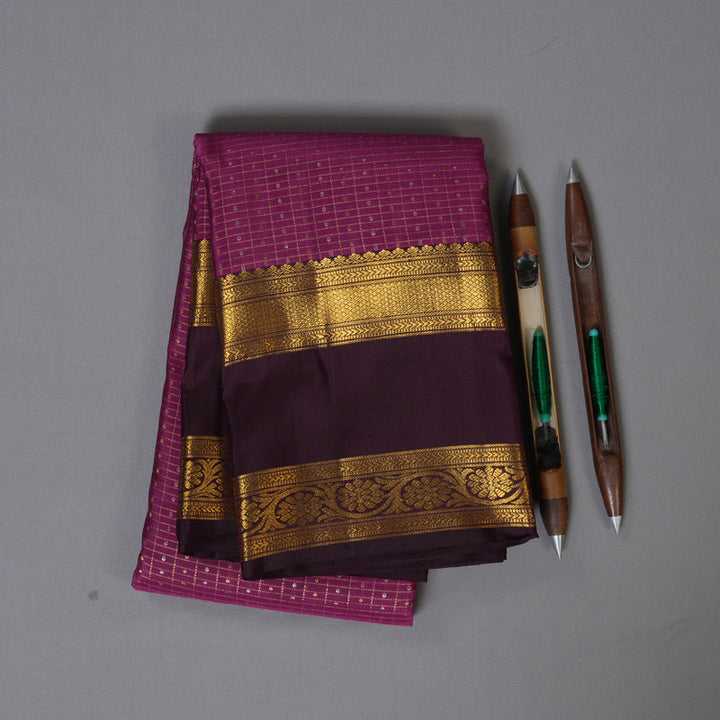 Hayagrivas Magenta Kanjivaram Silk Saree with Brown Border - BBD721H13-1