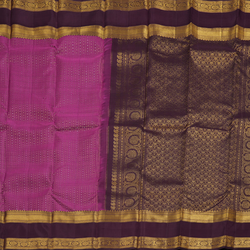 Hayagrivas Magenta Kanjivaram Silk Saree with Brown Border - BBD721H13-1