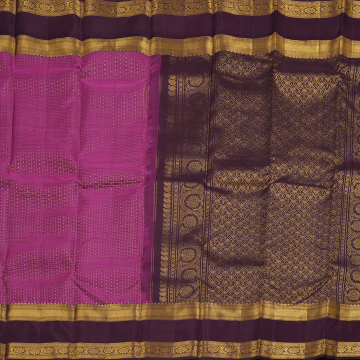 Hayagrivas Magenta Kanjivaram Silk Saree with Brown Border - BBD721H13-1