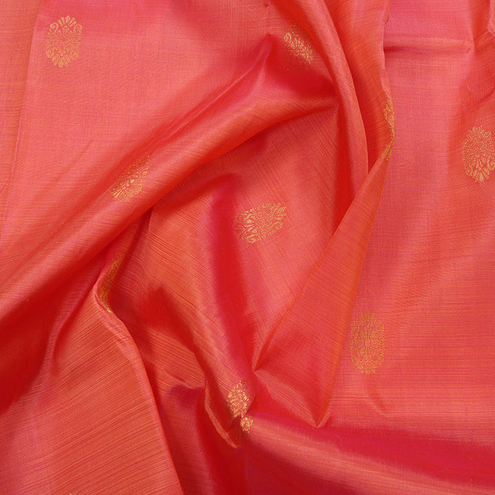 Hayagrivas Orangish Pink Kanjivaram Silk Saree with Mandhalir Border - BBD721H4-6