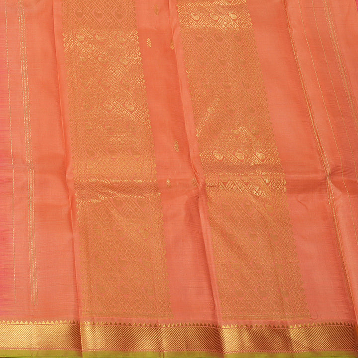 Hayagrivas Orangish Pink Kanjivaram Silk Saree with Mandhalir Border - BBD721H4-6