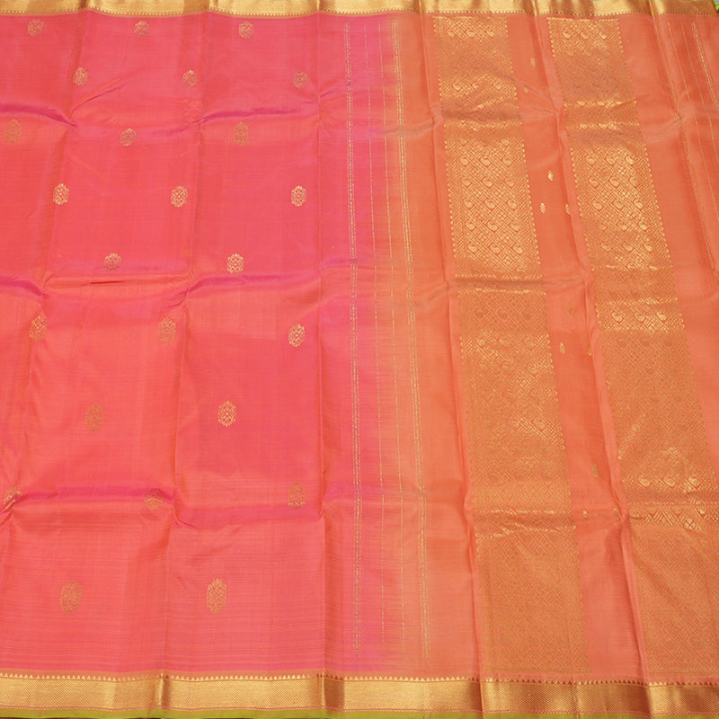 Hayagrivas Orangish Pink Kanjivaram Silk Saree with Mandhalir Border - BBD721H4-6