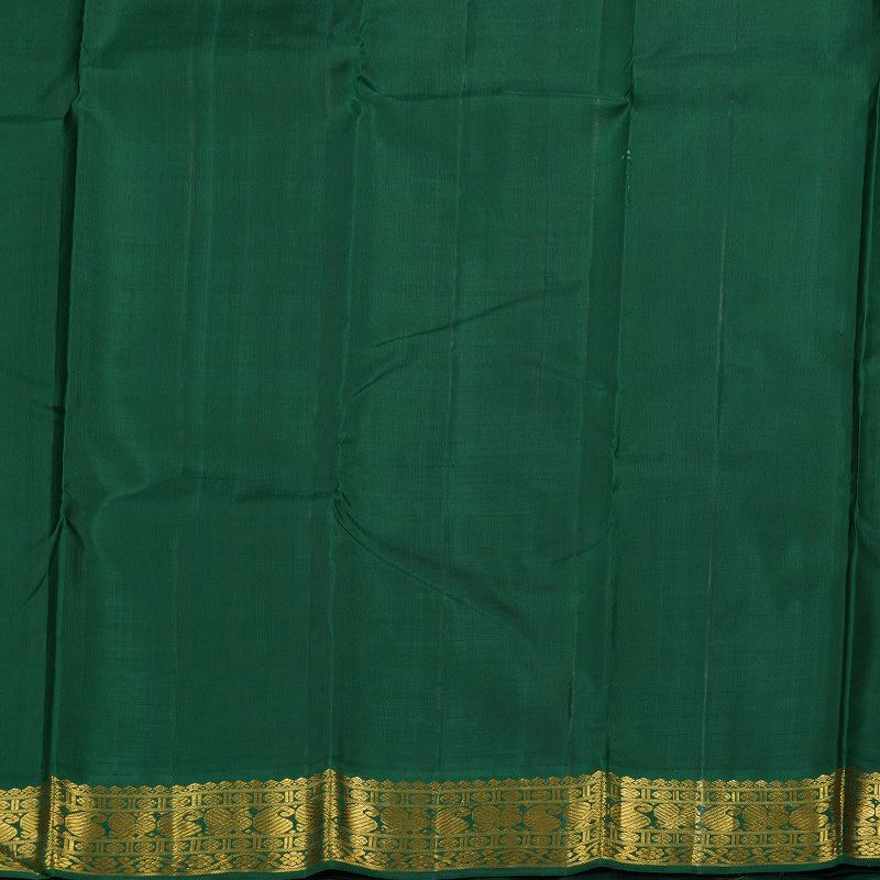 Hayagrivas Mango Yellow Handloom Kanjivaram Silk Saree with Bottle Green Border BBD727H1-2