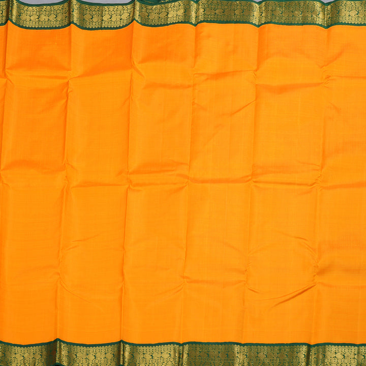 Hayagrivas Mango Yellow Handloom Kanjivaram Silk Saree with Bottle Green Border BBD727H1-2