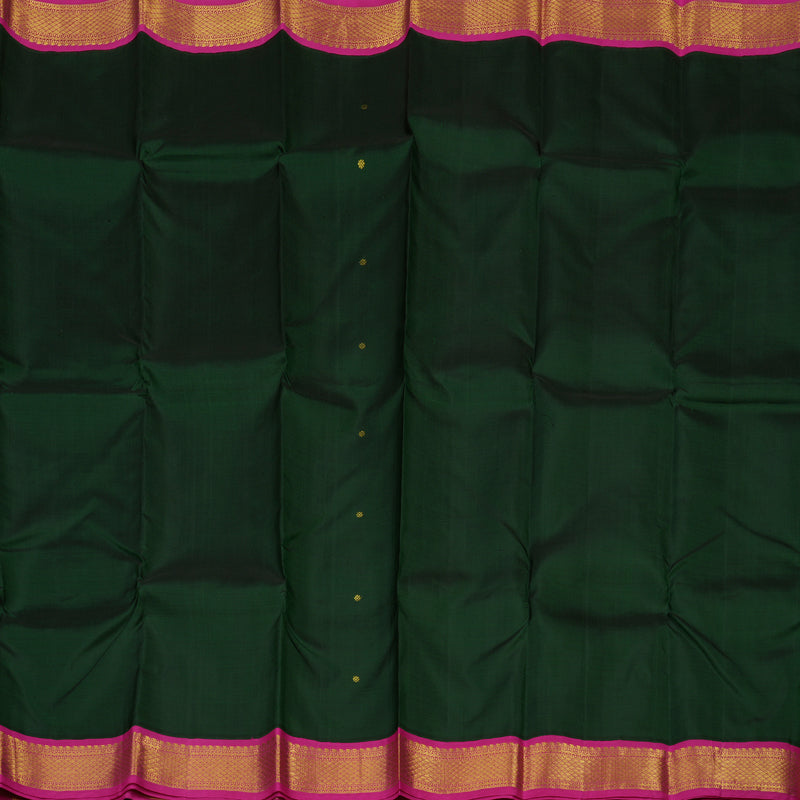 Hayagrivas Handloom Bottle Green Kanjivaram Silk Saree with Rani Pink Border BBD727H2-2