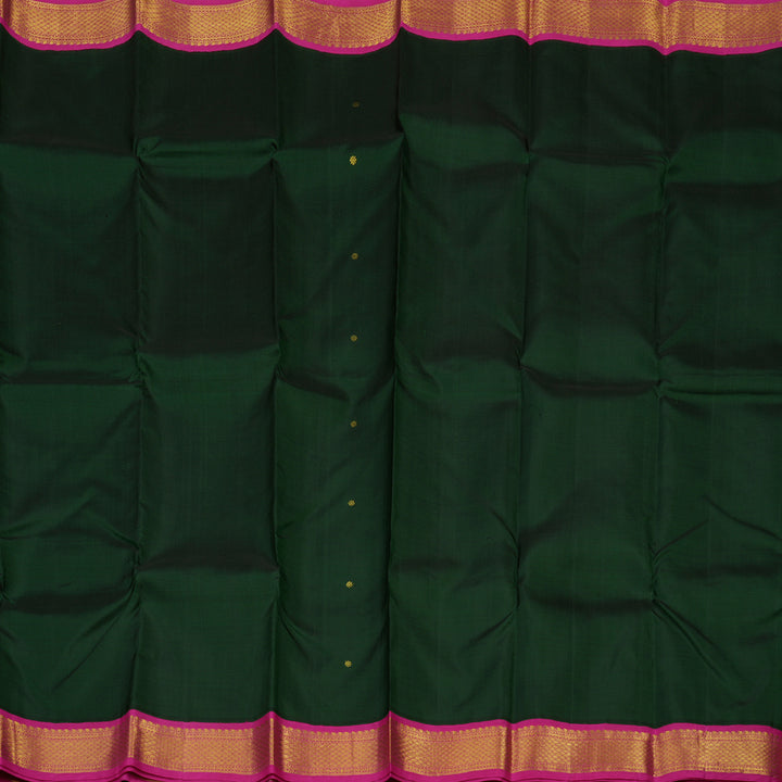 Hayagrivas Handloom Bottle Green Kanjivaram Silk Saree with Rani Pink Border BBD727H2-2