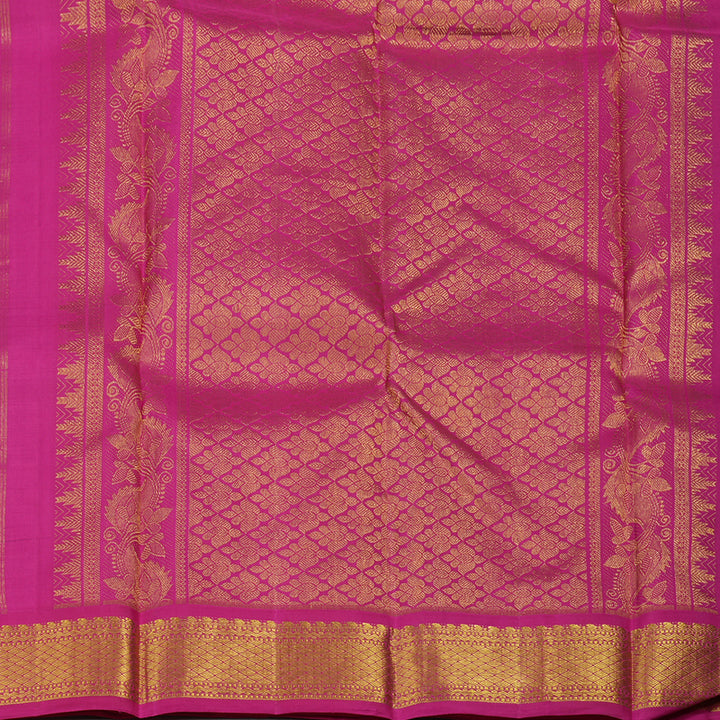 Hayagrivas Handloom Bottle Green Kanjivaram Silk Saree with Rani Pink Border BBD727H2-2