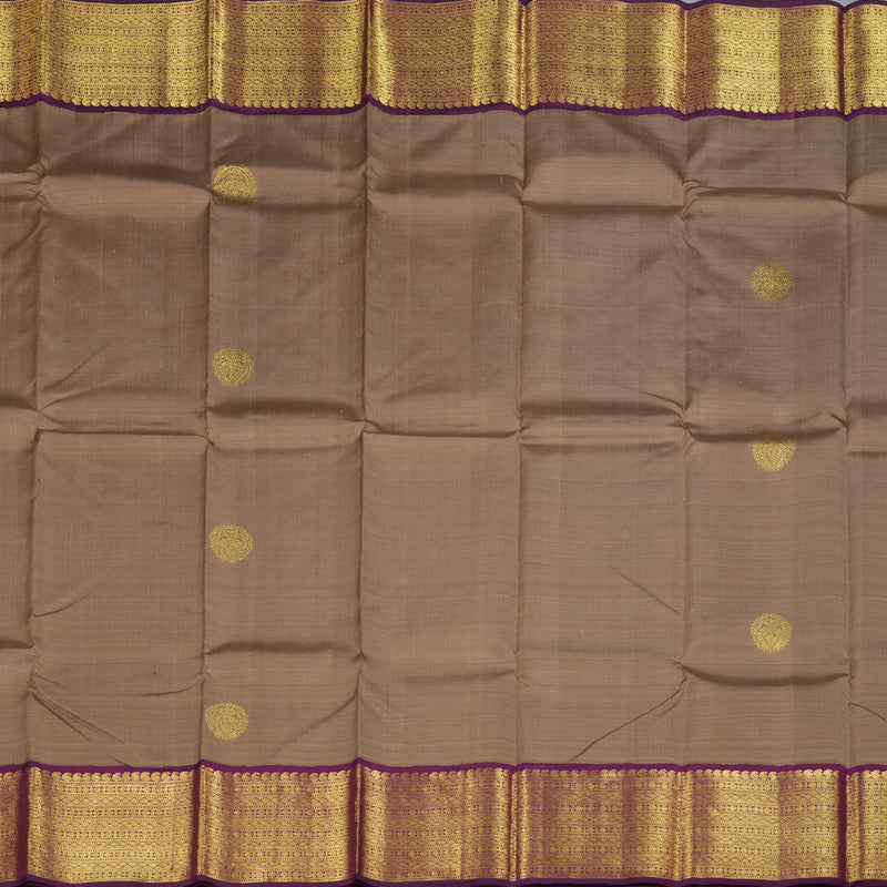 Hayagrivas Light Brown Kanjivaram Silk Saree with Purple Border - BBD727H4-1