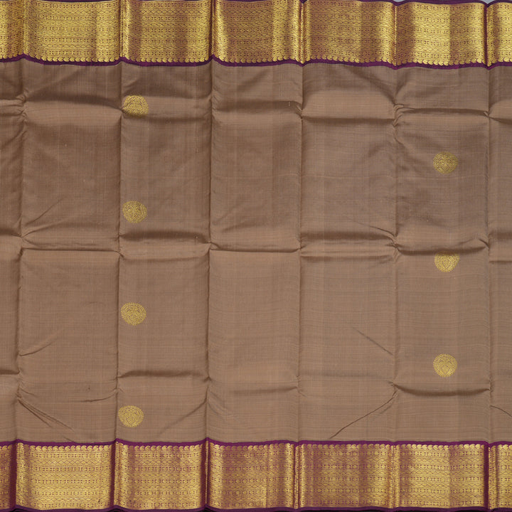 Hayagrivas Light Brown Kanjivaram Silk Saree with Purple Border - BBD727H4-1