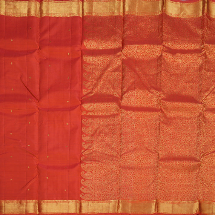 Hayagrivas Dark Orange Handloom Kanjivaram Silk Saree BBD728H1-1