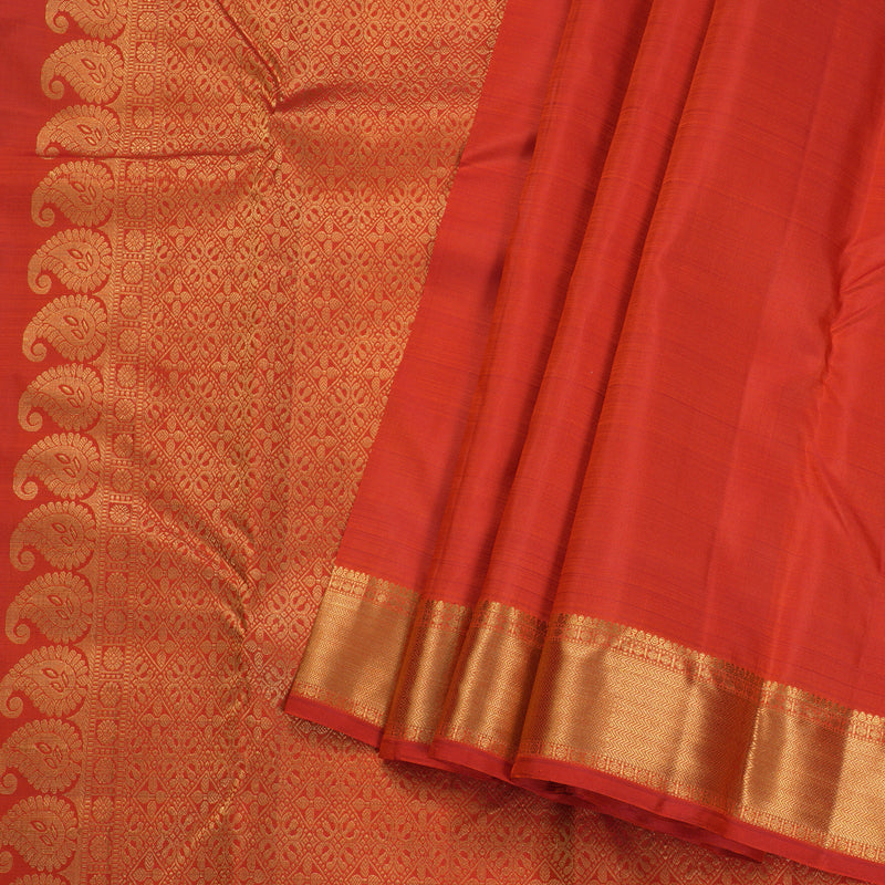 Hayagrivas Dark Orange Handloom Kanjivaram Silk Saree BBD728H1-1