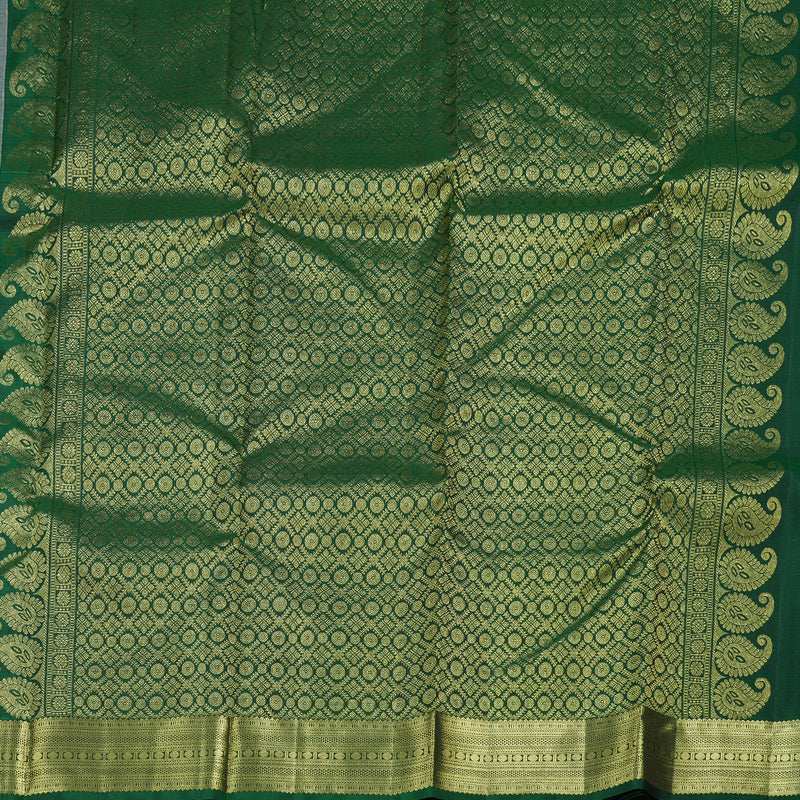 Hayagrivas Grey Kanjivaram Silk Saree with Dark Green Border BBD728H11-2